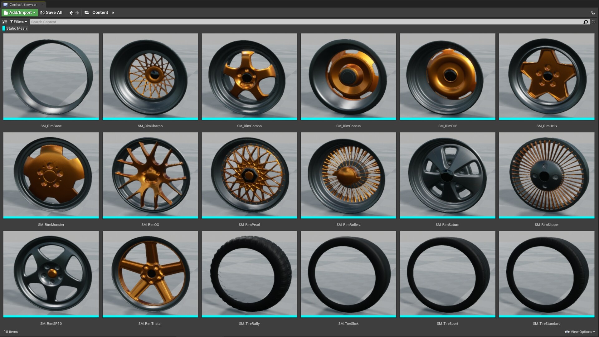 Car Rims & Tires Pack in Props - UE Marketplace
